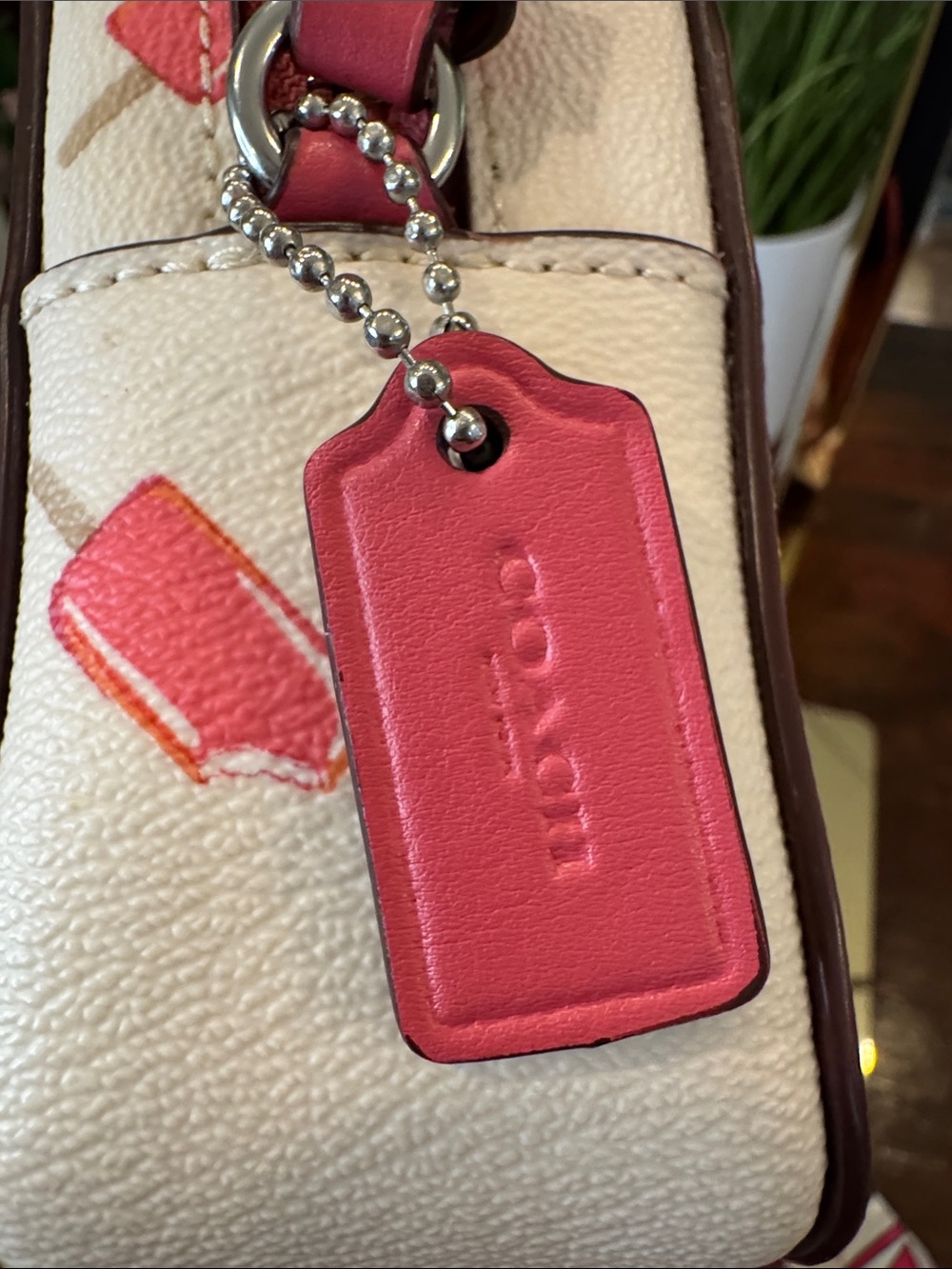 Coach White Leather Crossbody with Pink and Orange Popsicle Print - Picture 3 of 10